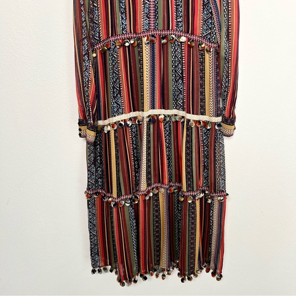 Zara Striped Pom Pom Festival Dress Size Small - Picture 5 of 9